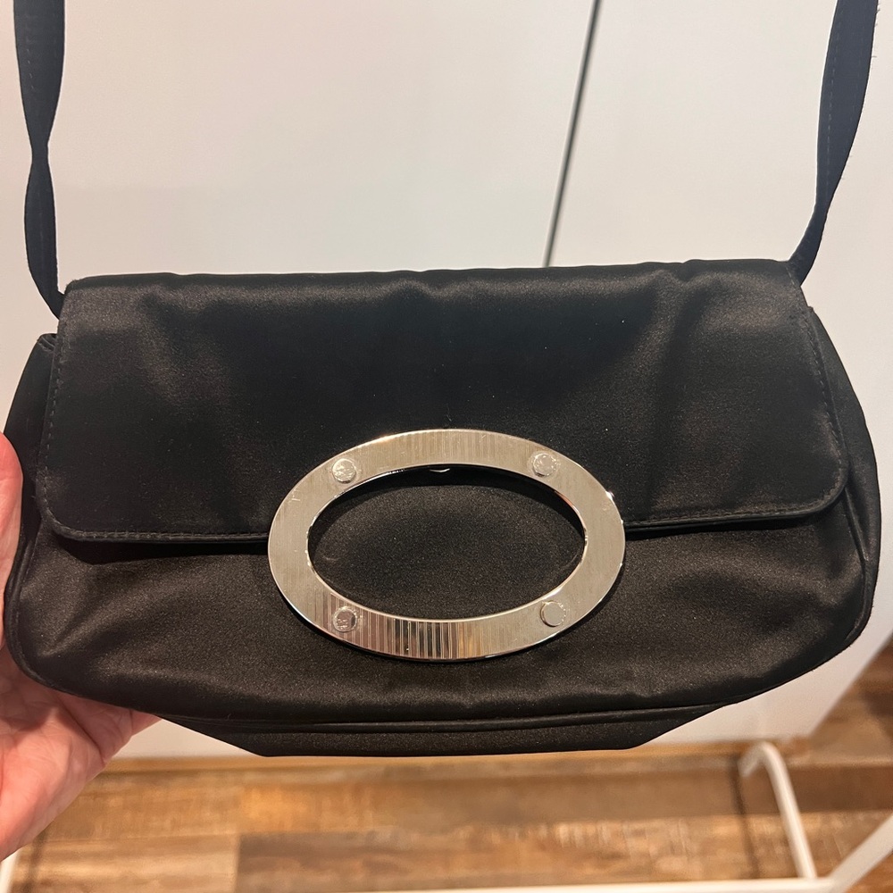 Sergio Rossi Black Shoulder Bag with Silver Accent